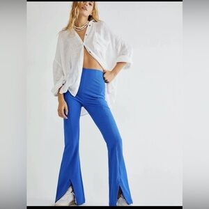 NWOT Free People Cobalt Blue split hem pants Size Small